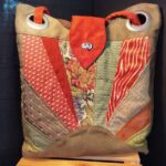 sac cabas vert mousse patchwork